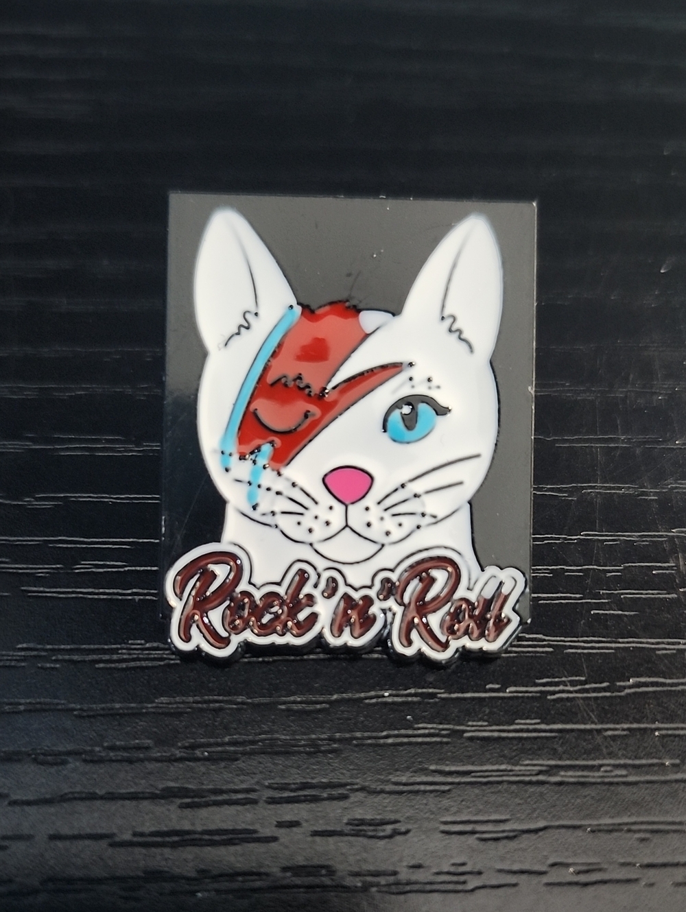 Rock 'n' Roll Cat Enamel Pin - White